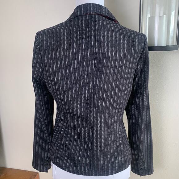 CAbi Size 4 Women's Pinstripe Blazer Jacket  Black White Leopard Lined Office - Picture 4 of 10
